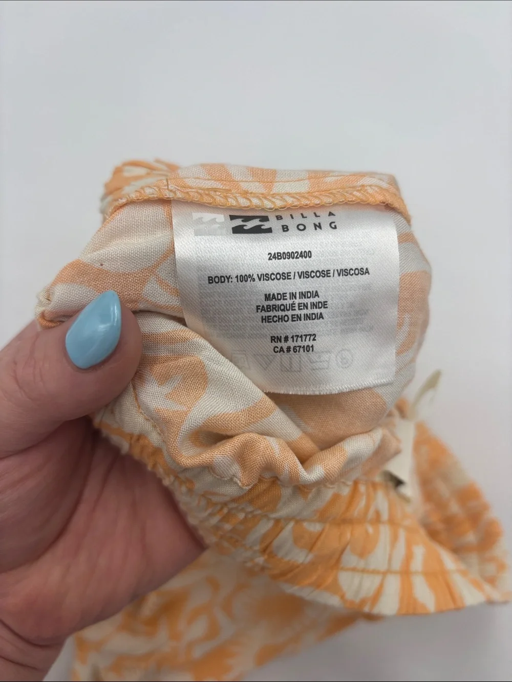 Billabong Orange Print Drawstring Shorts